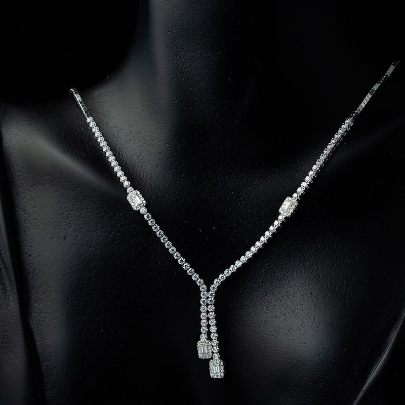 14K White Gold Baguette Cubic Zirconia Collar Necklace (7.2 g)