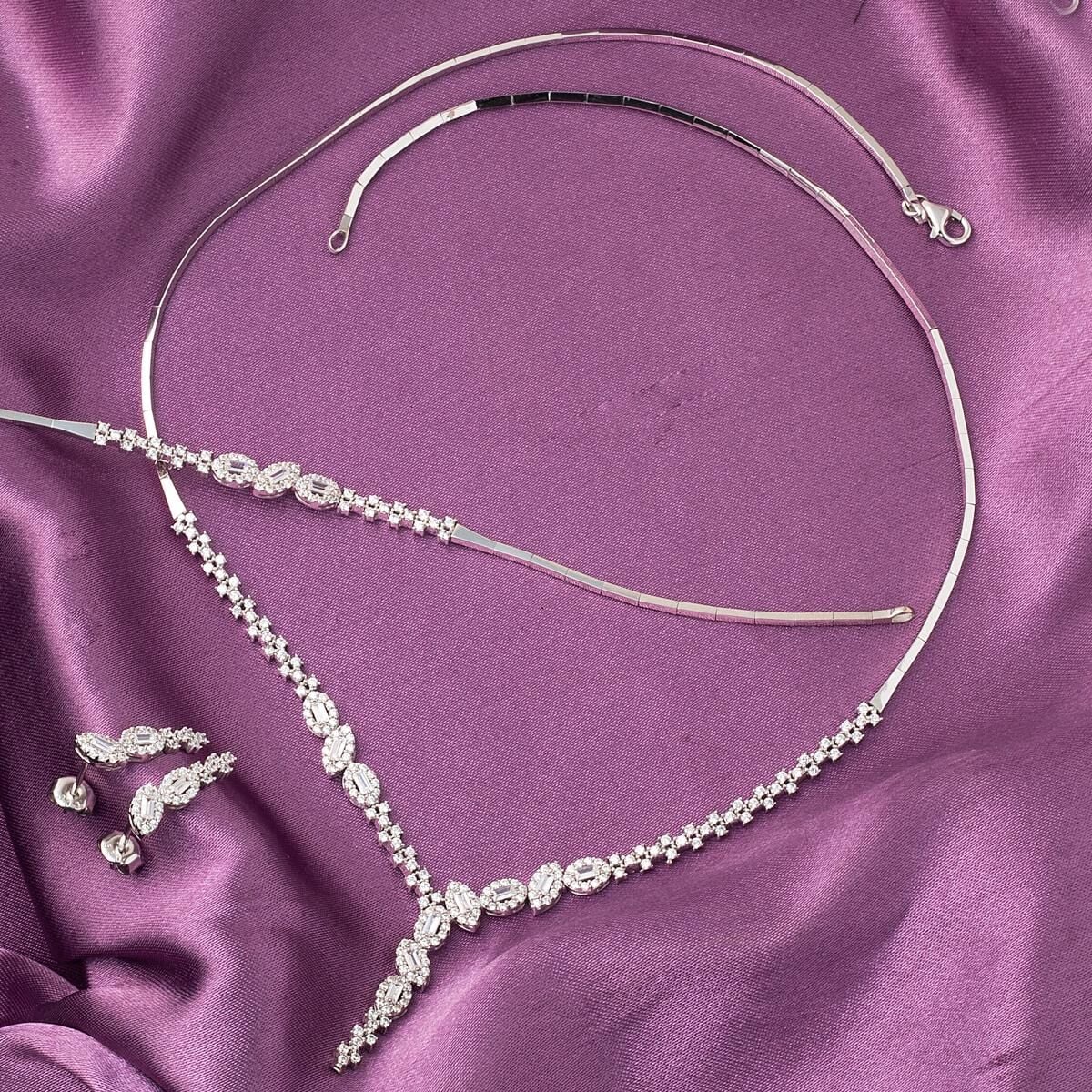 14K White Gold Baguette Cubic Zirconia Set (16.5 g)