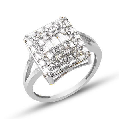 14K White Gold Baguette Cubic Zirconia Ring (3.74 g)