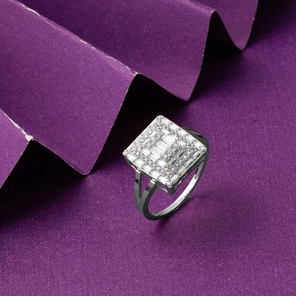14K White Gold Baguette Cubic Zirconia Ring (3.74 g)