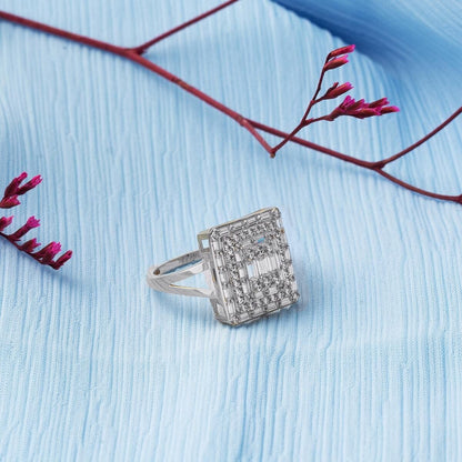 14K White Gold Baguette Cubic Zirconia Ring (3.74 g)