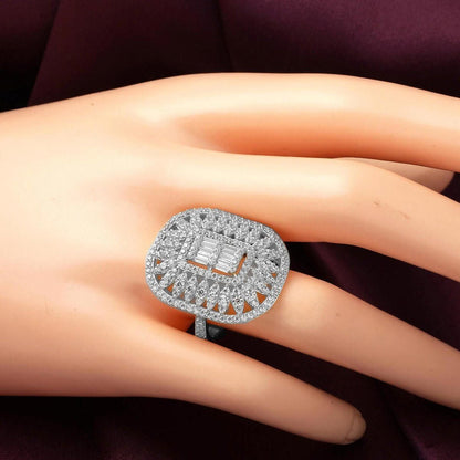 14K White Gold Baguette Cubic Zirconia Ring (6.5 g)