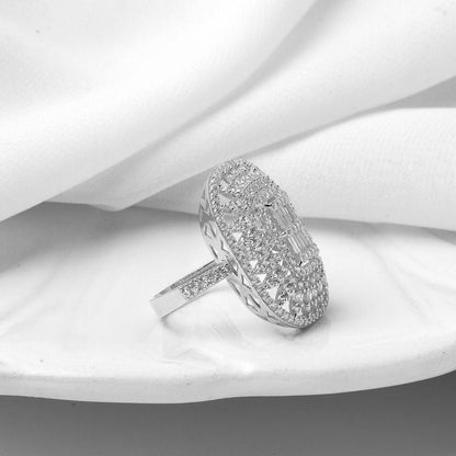 14K White Gold Baguette Cubic Zirconia Ring (6.5 g)