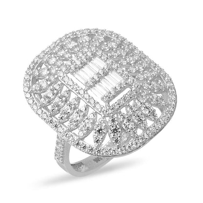 14K White Gold Baguette Cubic Zirconia Ring (6.5 g)
