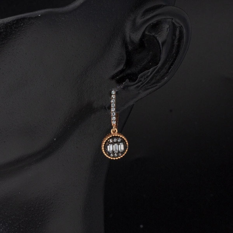 14K Rose Gold Baguette Cubic Zirconia Earrings