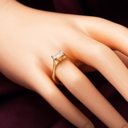 14K Yellow Gold Baguette Cubic Zirconia Ring (2.52 g)