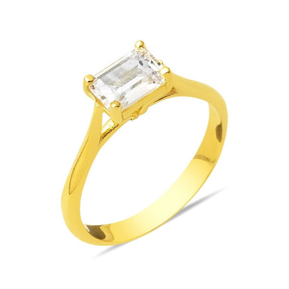 14K Yellow Gold Baguette Cubic Zirconia Ring (2.52 g)