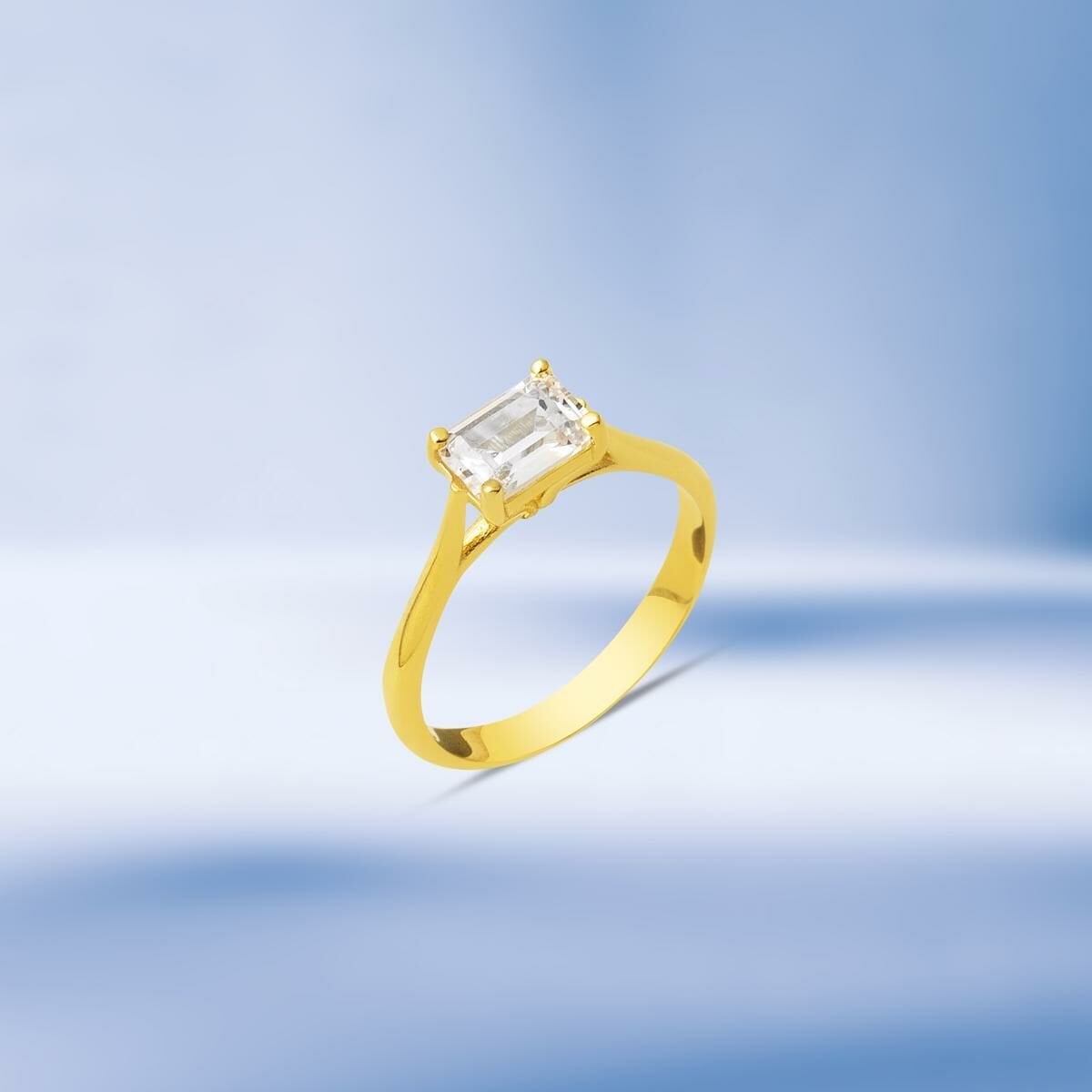 14K Yellow Gold Baguette Cubic Zirconia Ring (2.52 g)
