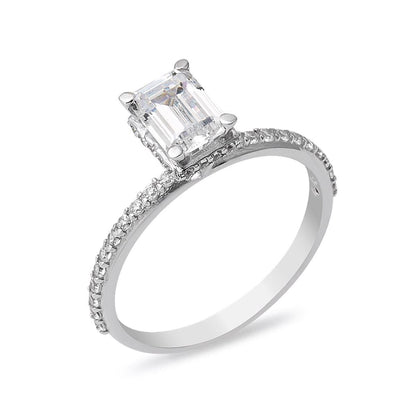 14K White Gold Baguette Half Eternity Cubic Zirconia Ring
