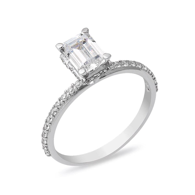 14K White Gold Baguette Half Eternity Cubic Zirconia Ring