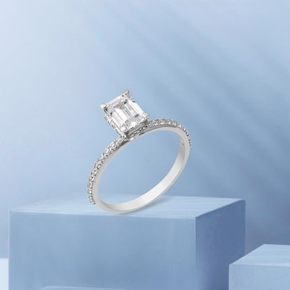 14K White Gold Baguette Half Eternity Cubic Zirconia Ring