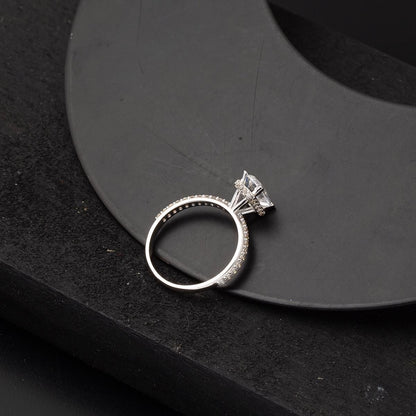 14K White Gold Baguette Half Eternity Cubic Zirconia Ring