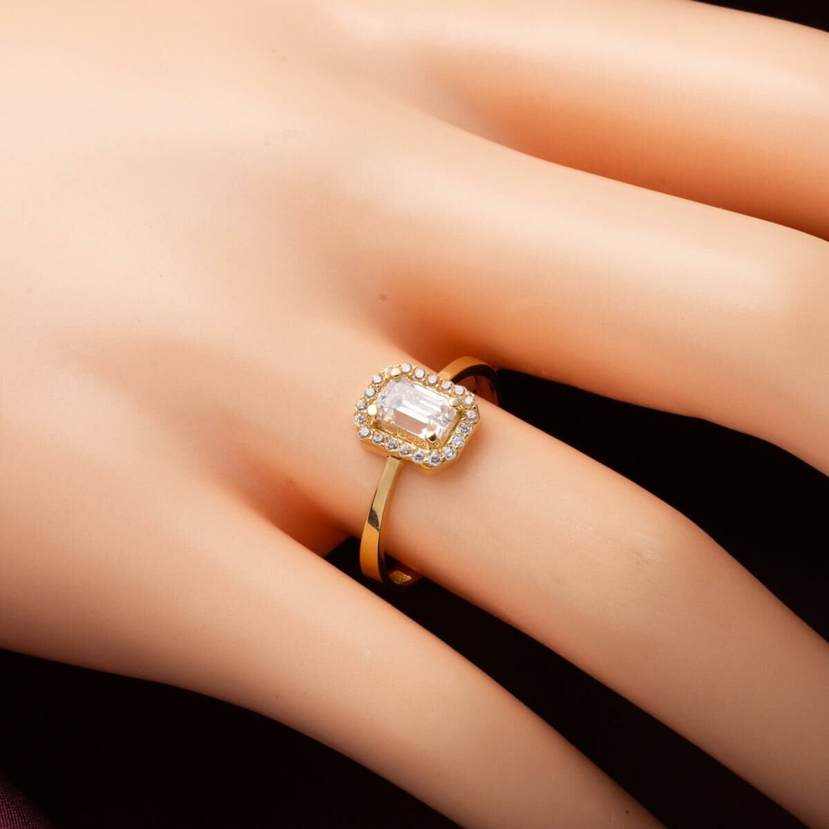 14K Yellow Gold Baguette Single Cubic Zirconia 3-Piece Minimalist Set