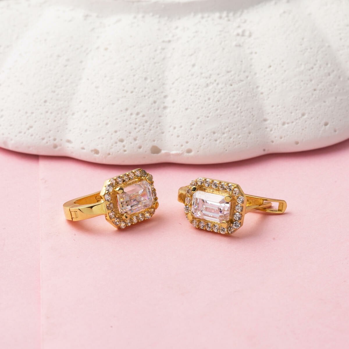 14K Yellow Gold Baguette Single Cubic Zirconia 3-Piece Minimalist Set