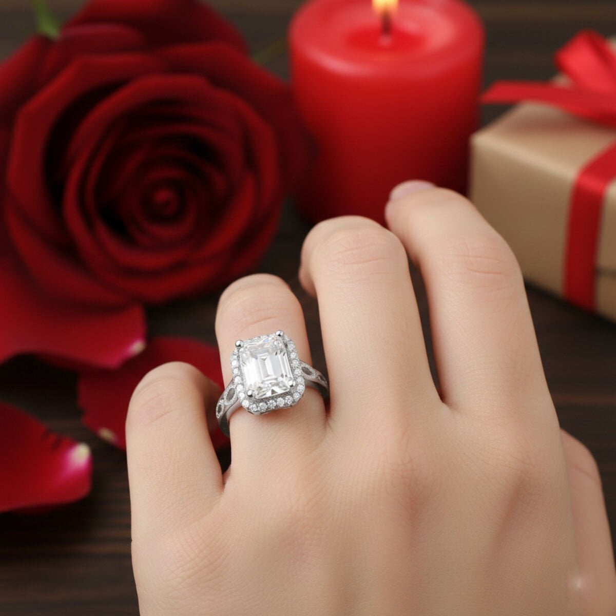 14K White Gold Infinity Baguette Cubic Zirconia Ring