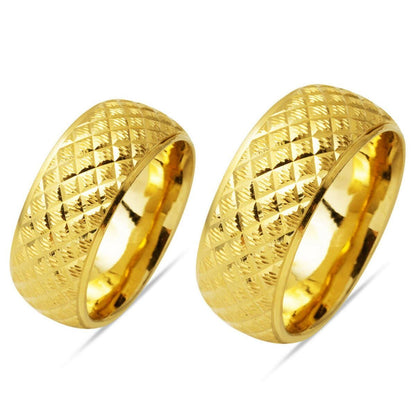 14K Yellow Gold Rhombus Wedding Band Set (9.5 g)