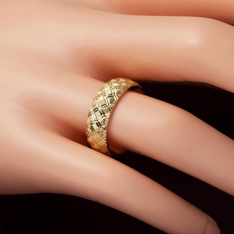 14K Yellow Gold Rhombus Wedding Band Set