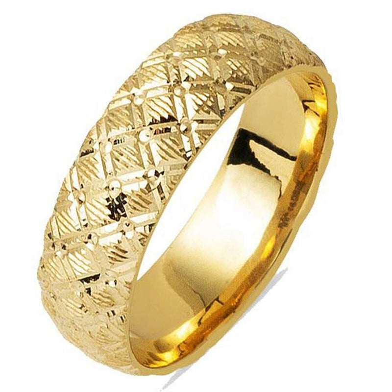 14K Yellow Gold Rhombus Wedding Band Ring