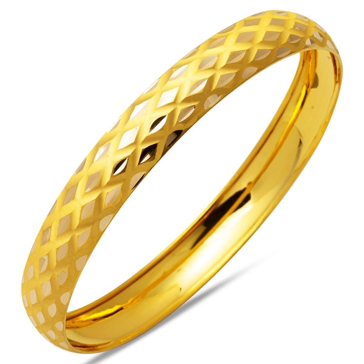 14K Yellow Gold Rhombus Bangle