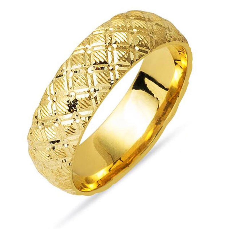 14K Yellow Gold Rhombus Men's Wedding Band
