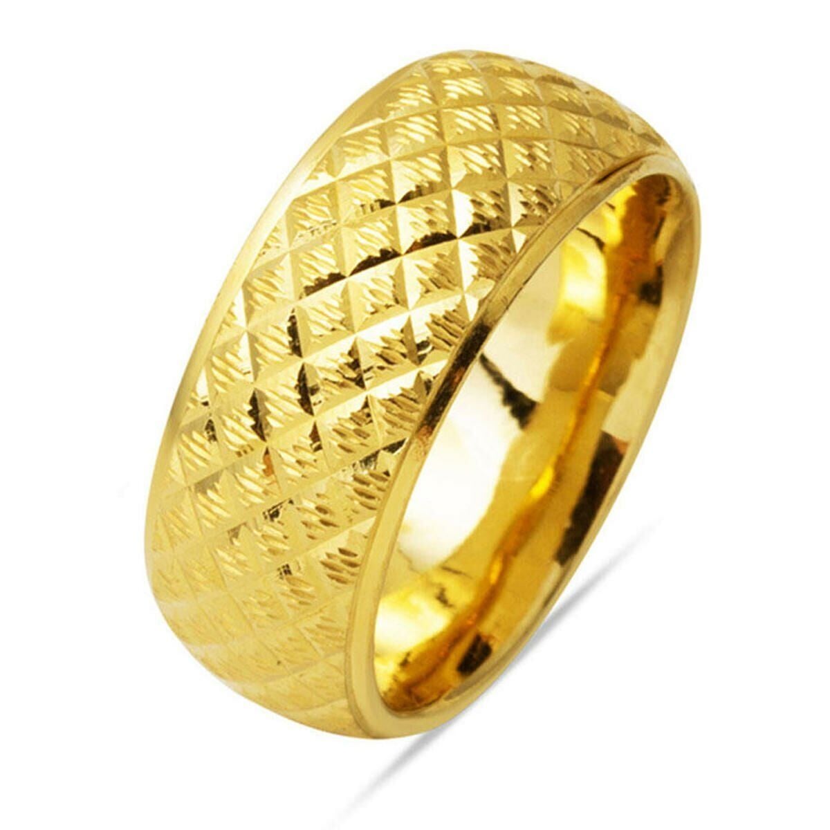 14K Yellow Gold Rhombus Women's Wedding Band