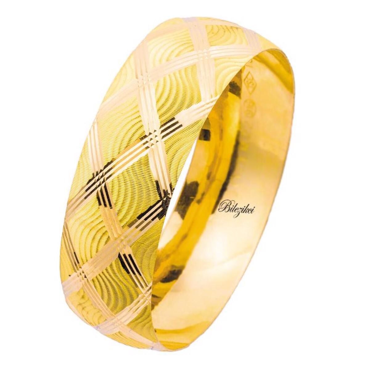 22K Yellow Gold Rhombus Extra Wide Bangle | Goldia.com