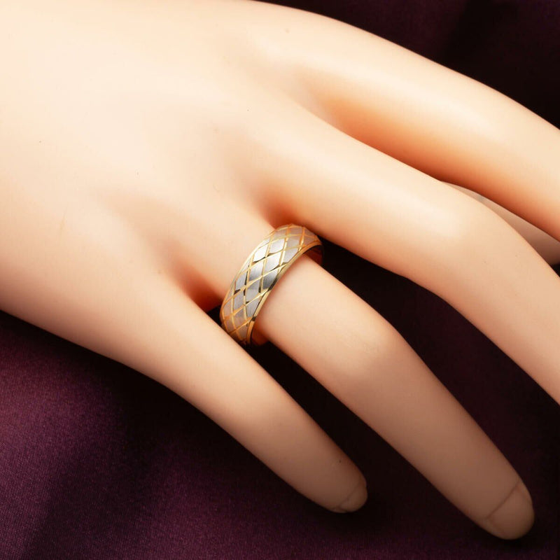 14K Yellow Gold Rhombus Design Men's Wedding Band Ring