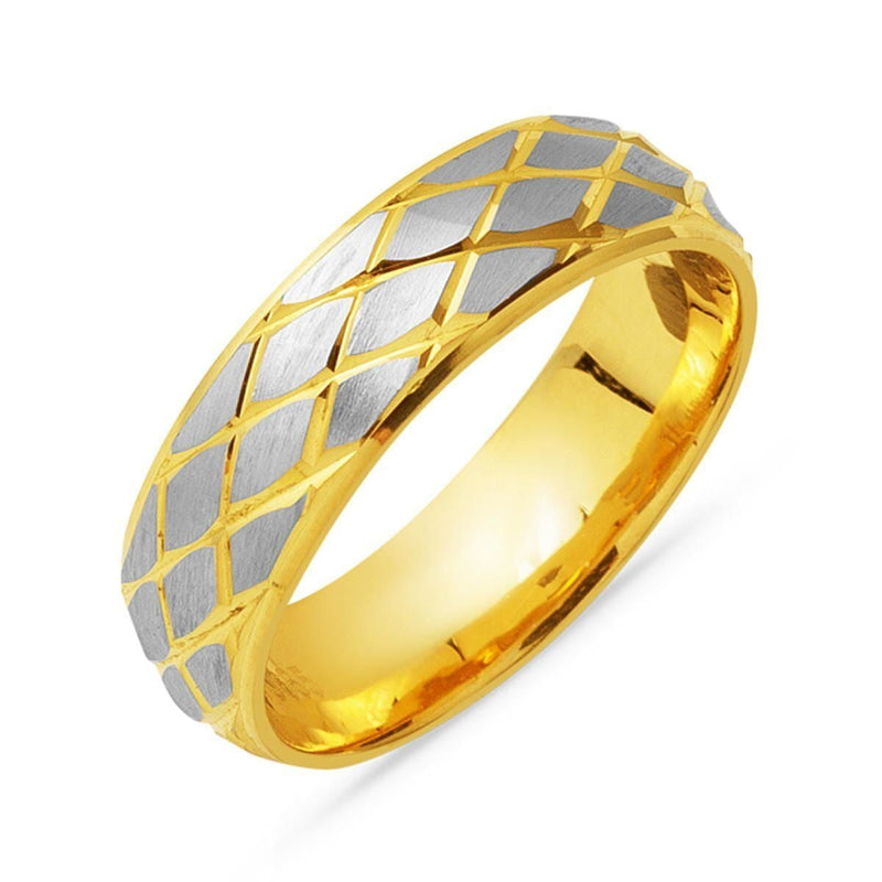 14K Yellow Gold Rhombus Design Men's Wedding Band Ring