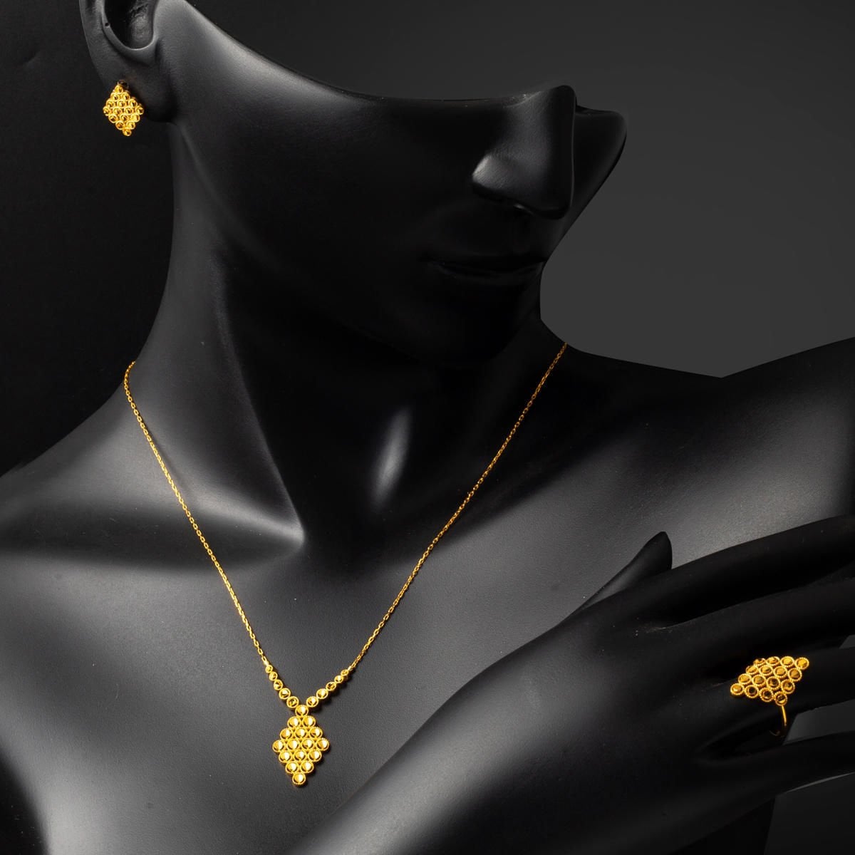 22K Yellow Gold Honeycomb 3 Piece Jewelry Set | Goldia.com