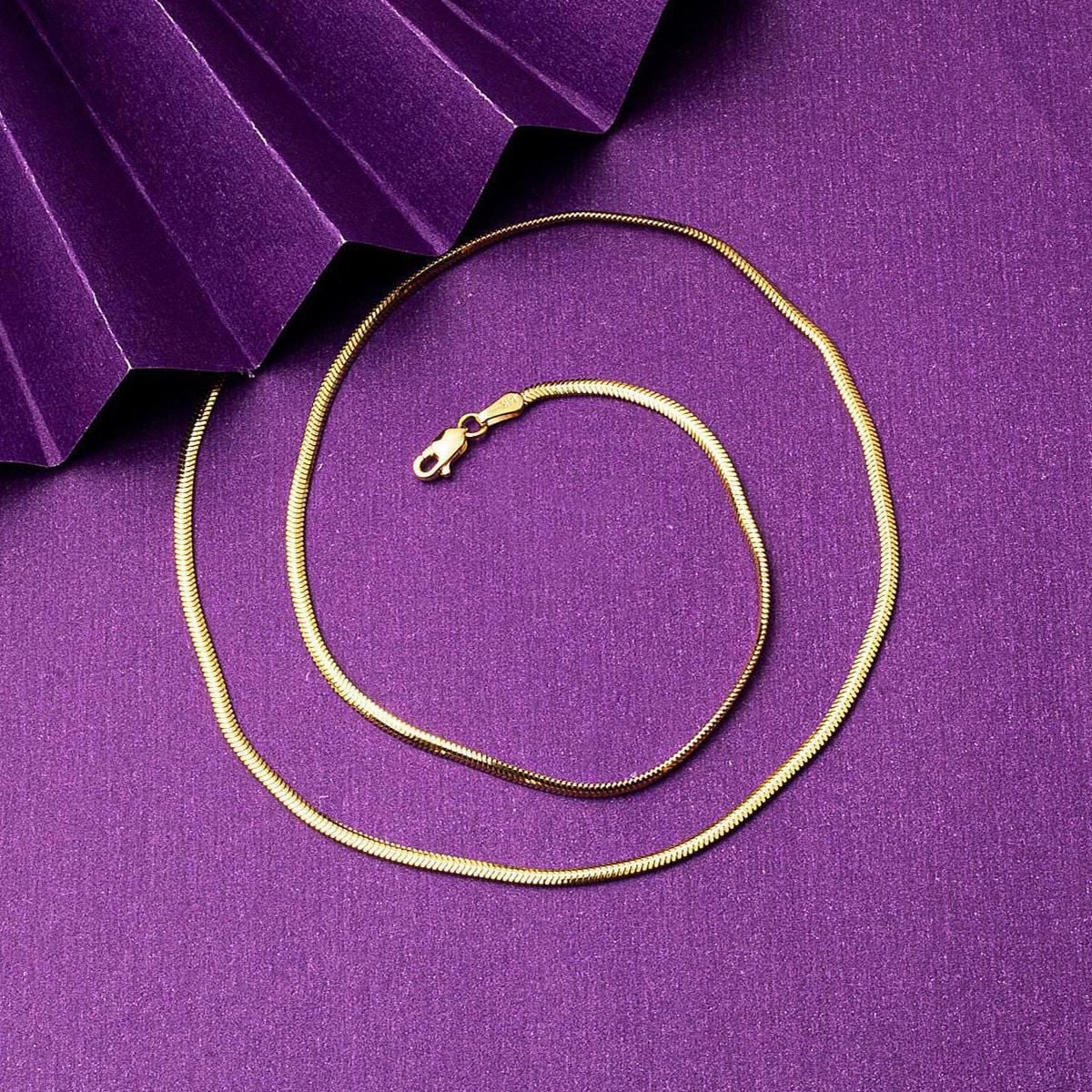 14K Yellow Gold Herringbone Chain 55 Cm