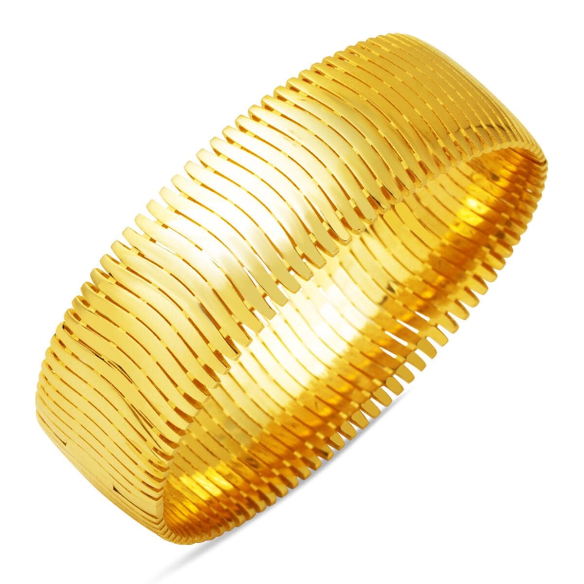 14K Yellow Gold Wide Herringbone Bangle