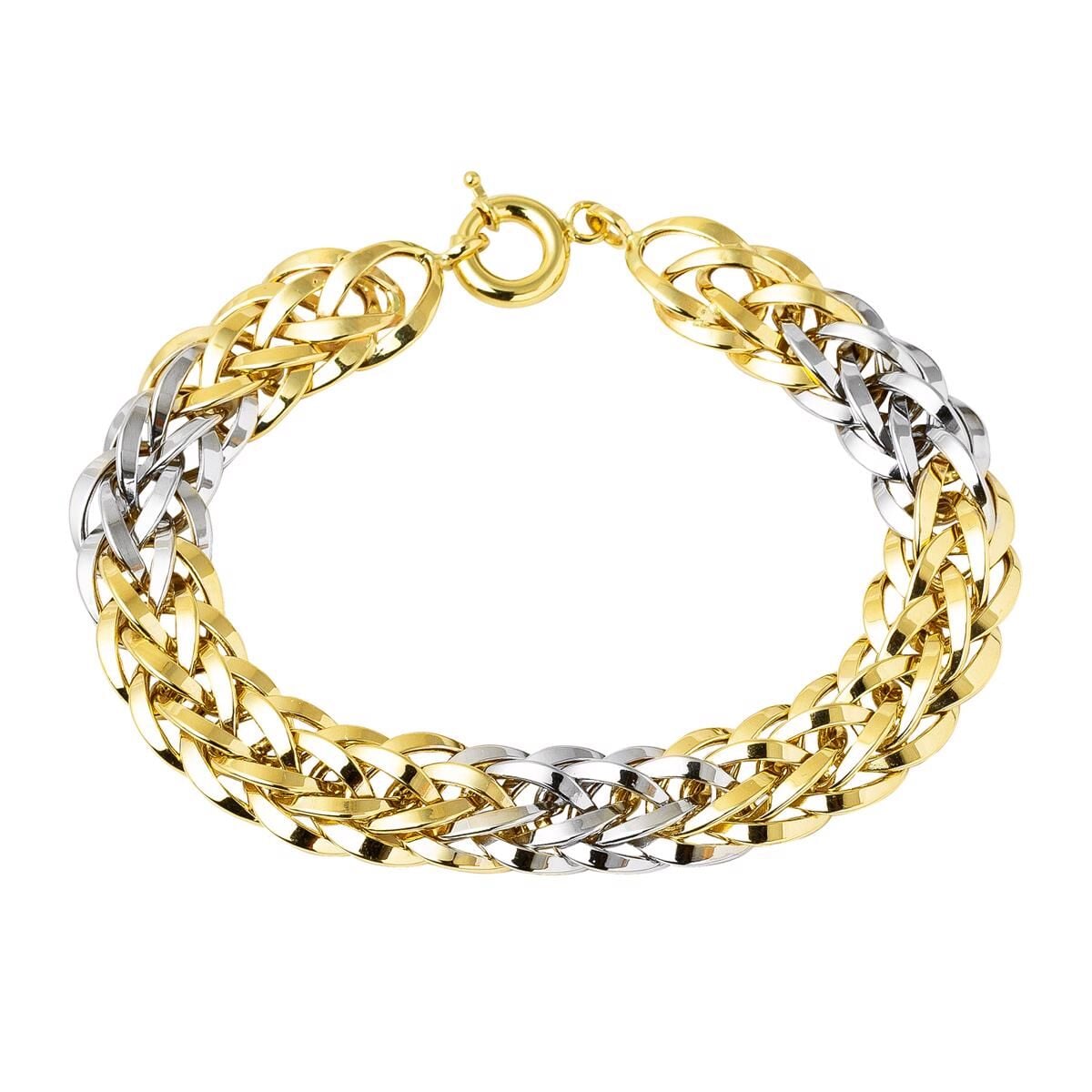 14K Yellow Gold Herringbone Hoop Bracelet