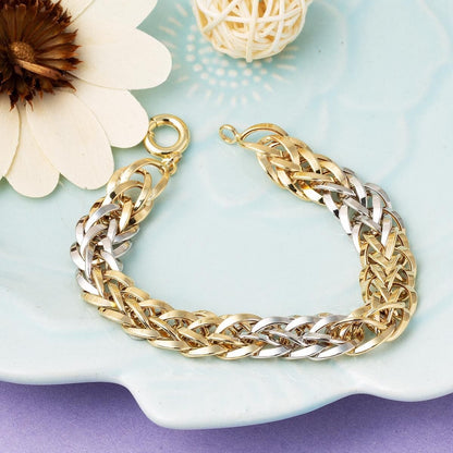 14K Yellow Gold Herringbone Hoop Bracelet
