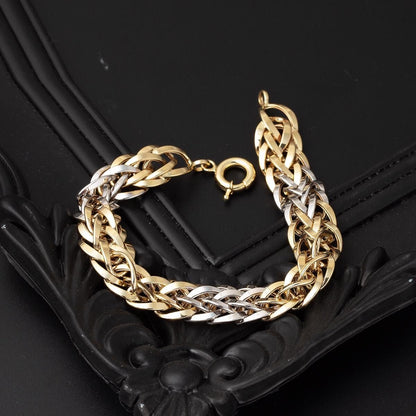 14K Yellow Gold Herringbone Hoop Bracelet