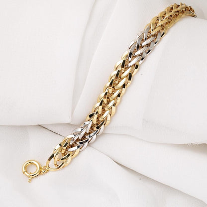 14K Yellow Gold Herringbone Hoop Bracelet