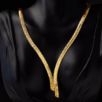 22K Yellow Gold Herringbone Collar Necklace