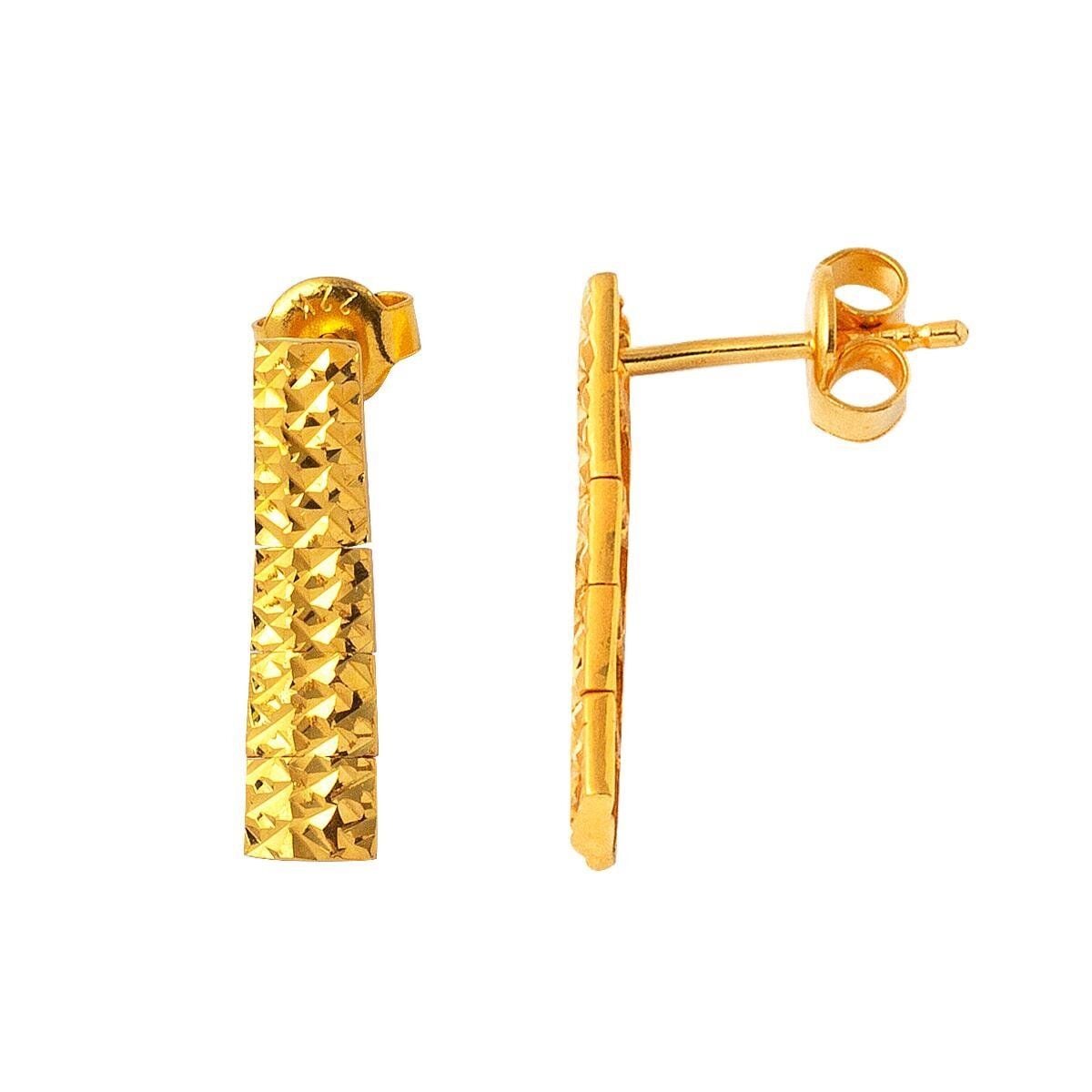 22K Yellow Gold Herringbone Earrings