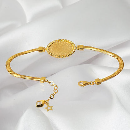 14K Yellow Gold Herringbone Quarter Coin Dorissa Bracelet