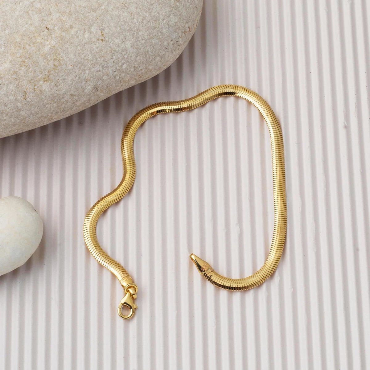 14K Yellow Gold Italian Herringbone Wide Bracelet