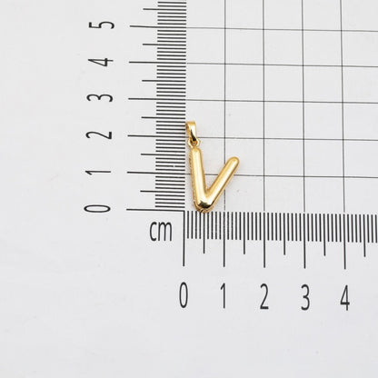 14K Yellow Gold Balloon Initial V Necklace