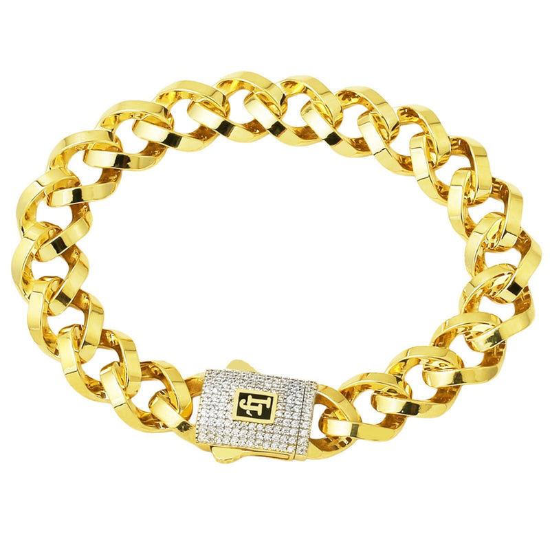 14K Yellow Gold Melina Curb Chain Cubic Zirconia Bracelet