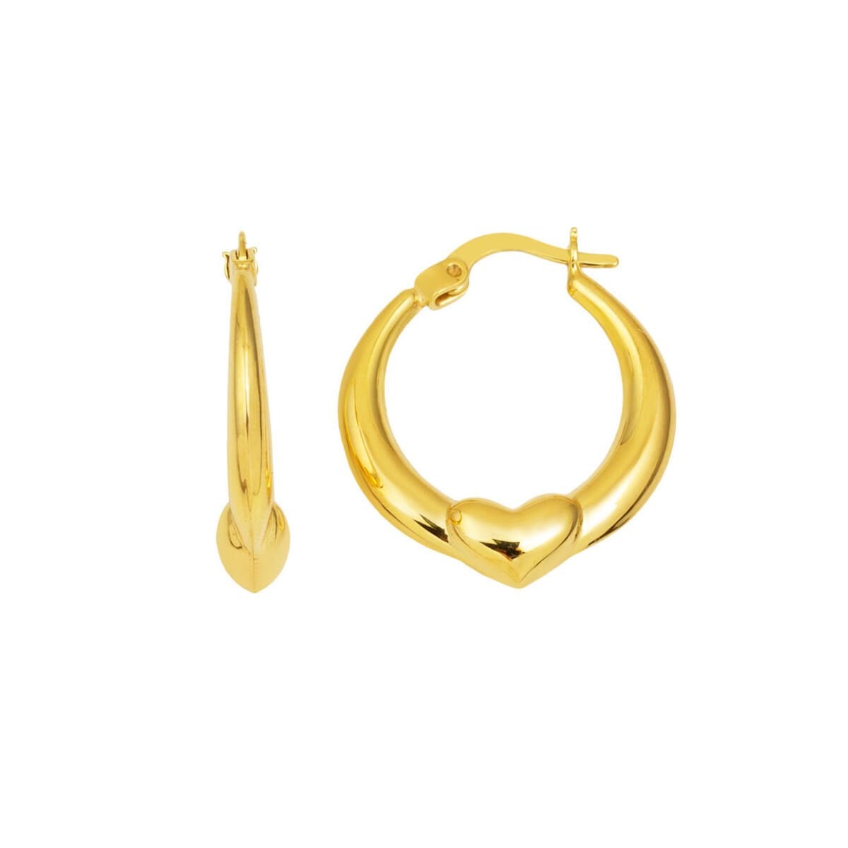 22K Yellow Gold Hand Engraved High Polish Earrings