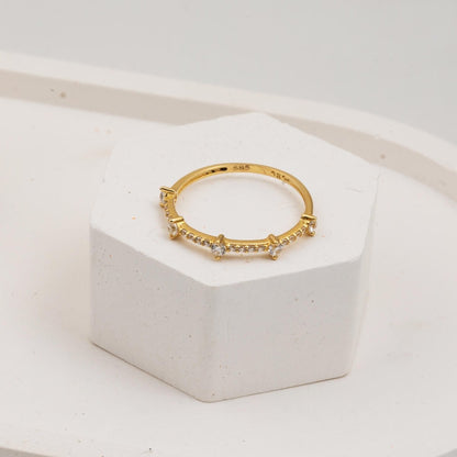 14K Yellow Gold Half Eternity Cubic Zirconia Ring