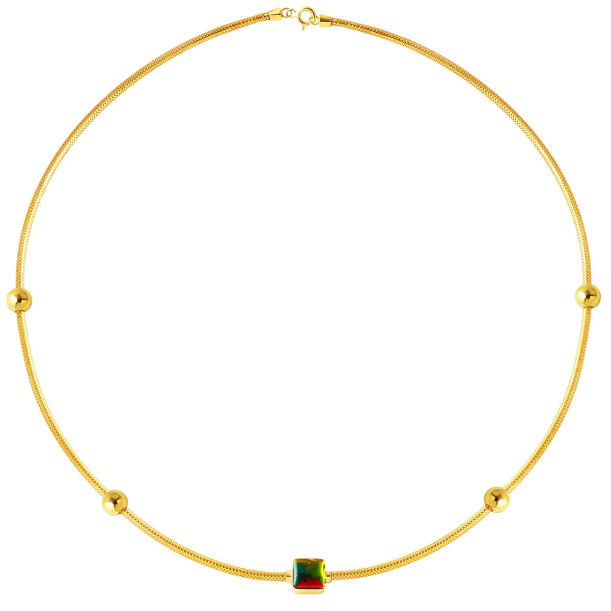 14K Yellow Gold Mix Italian Cylinder Enamel Necklace