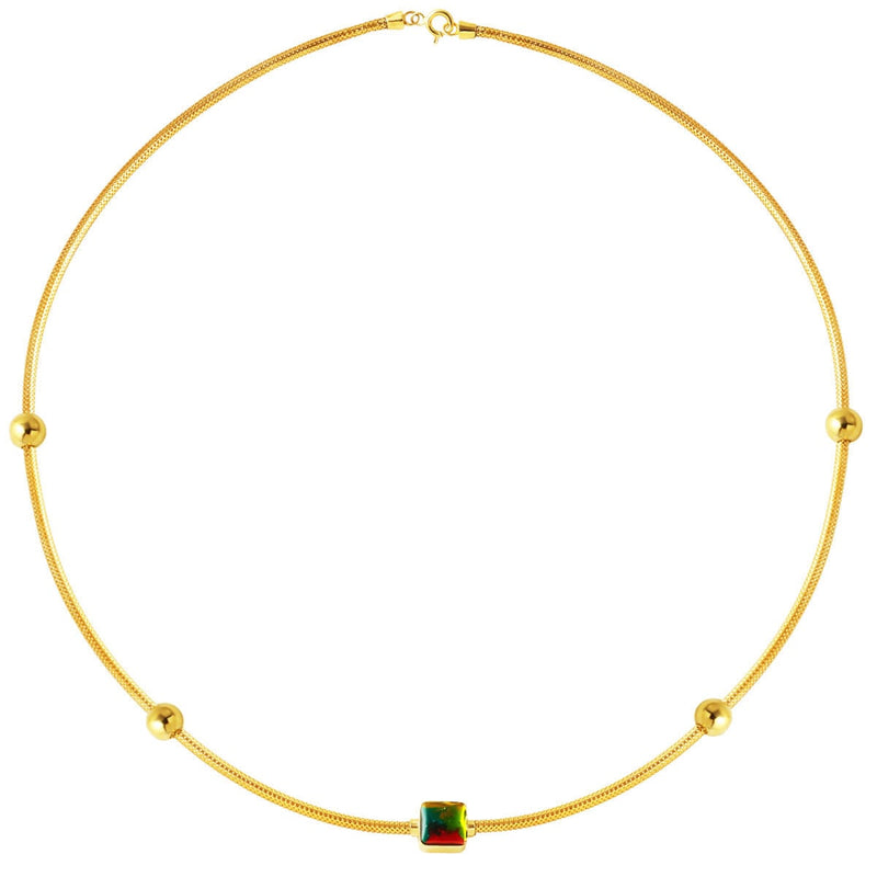 14K Yellow Gold Mix Italian Cylinder Enamel Necklace