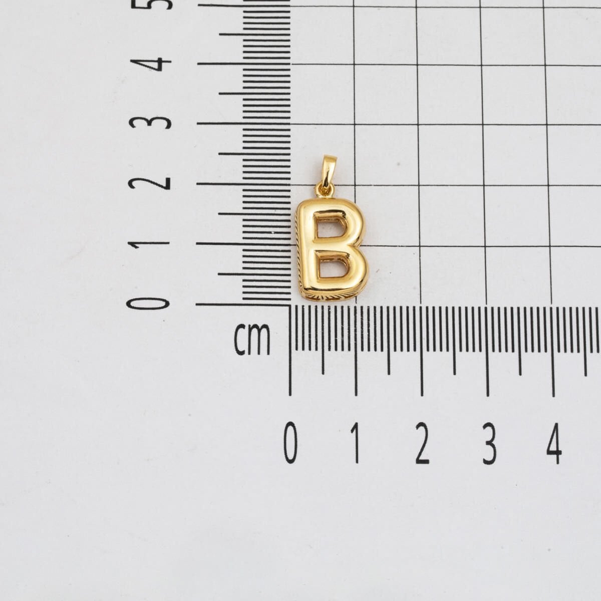 14K Yellow Gold Balloon Initial B Pendant