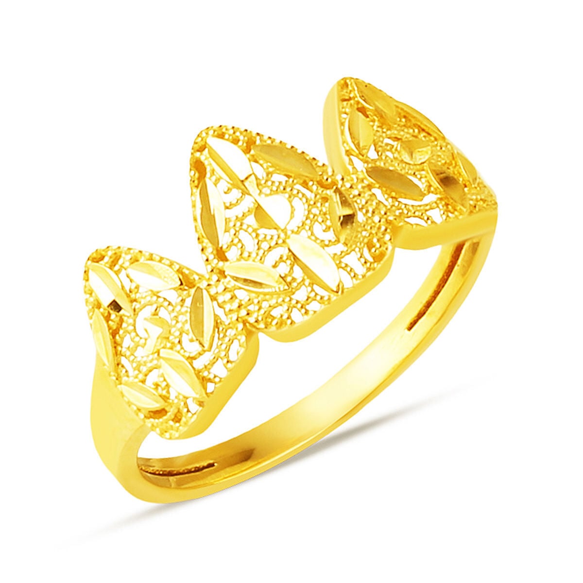 14K Yellow Gold Filigree Engraved Ring