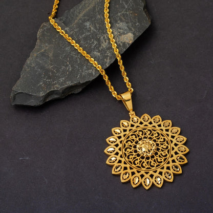 14K Yellow Gold Sun Cycle Necklace
