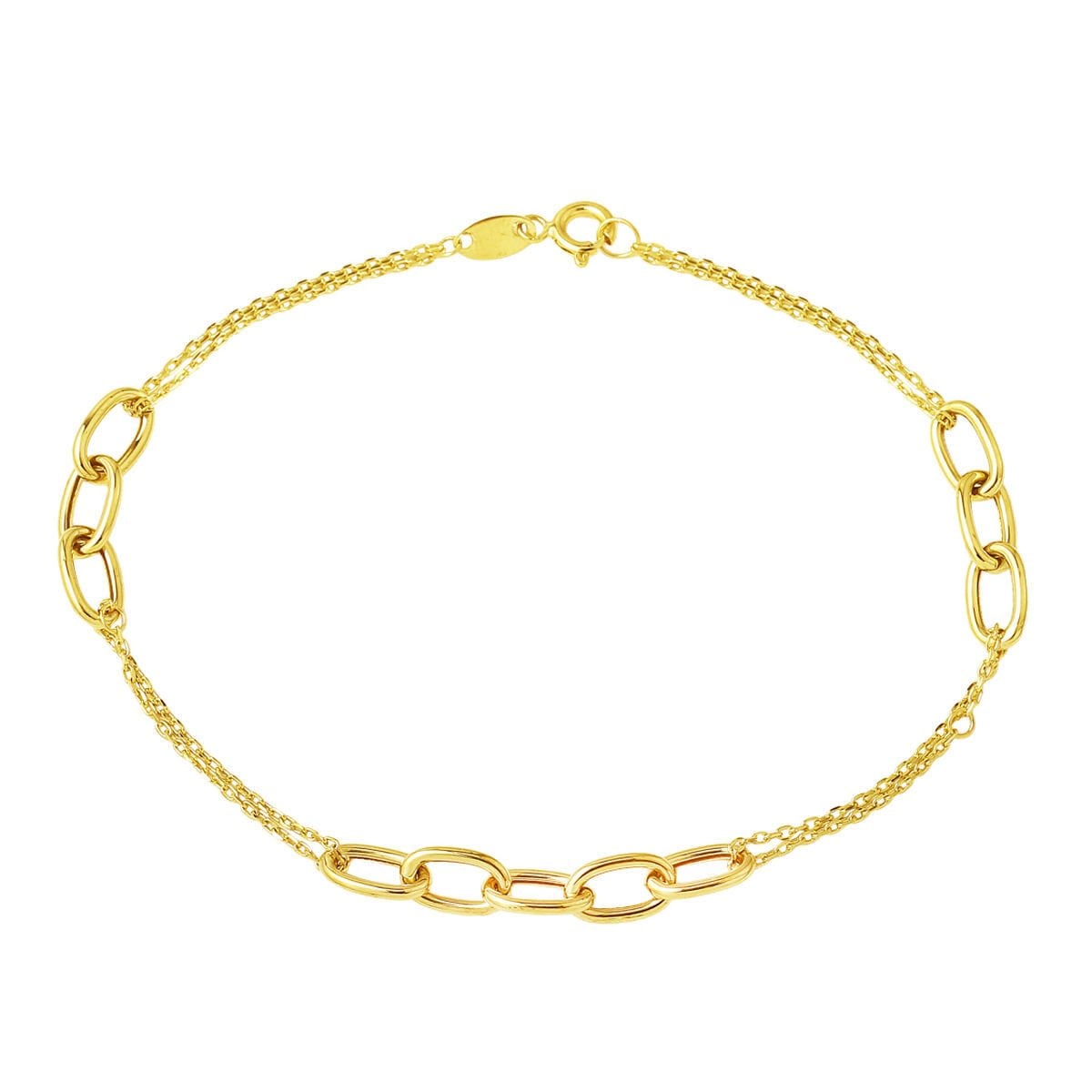 14K Yellow Gold Double Chain Hoop Bracelet