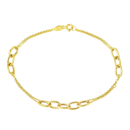 14K Yellow Gold Double Chain Hoop Bracelet